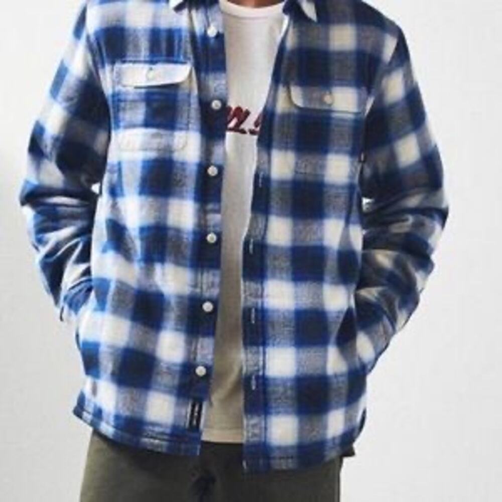 Vans Boys XL Plaid Fleece Lined Button Front Shirt Jacket